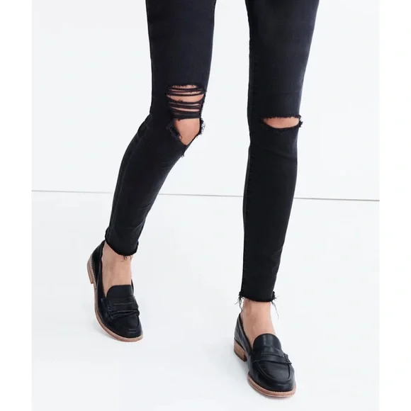 MADEWELL • Black High-Rise Distressed Knee Skinny Jeans, 27 - Picture 4 of 16